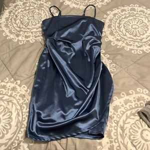 Blue tight silk dress